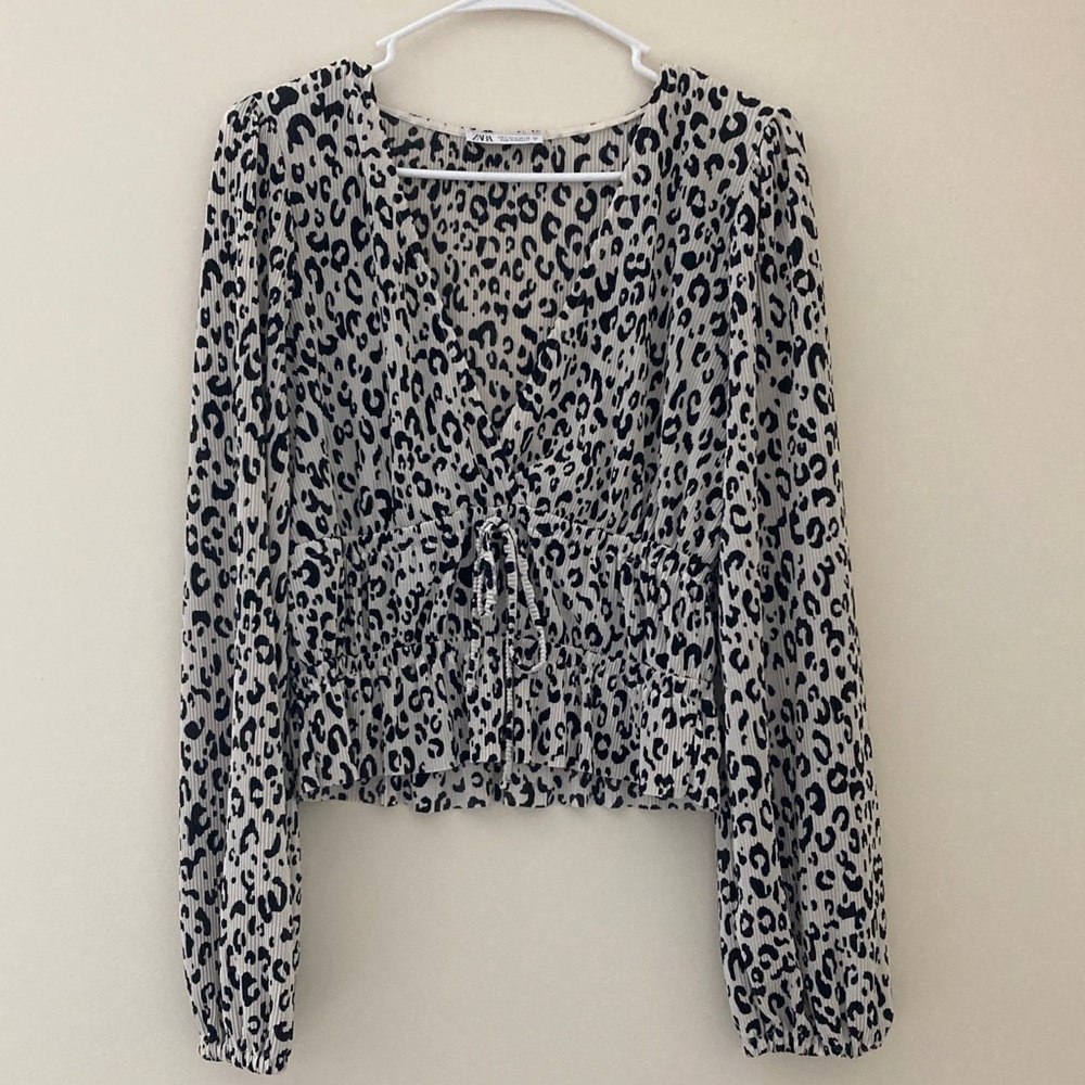 Zara cinched cheetah print blouse